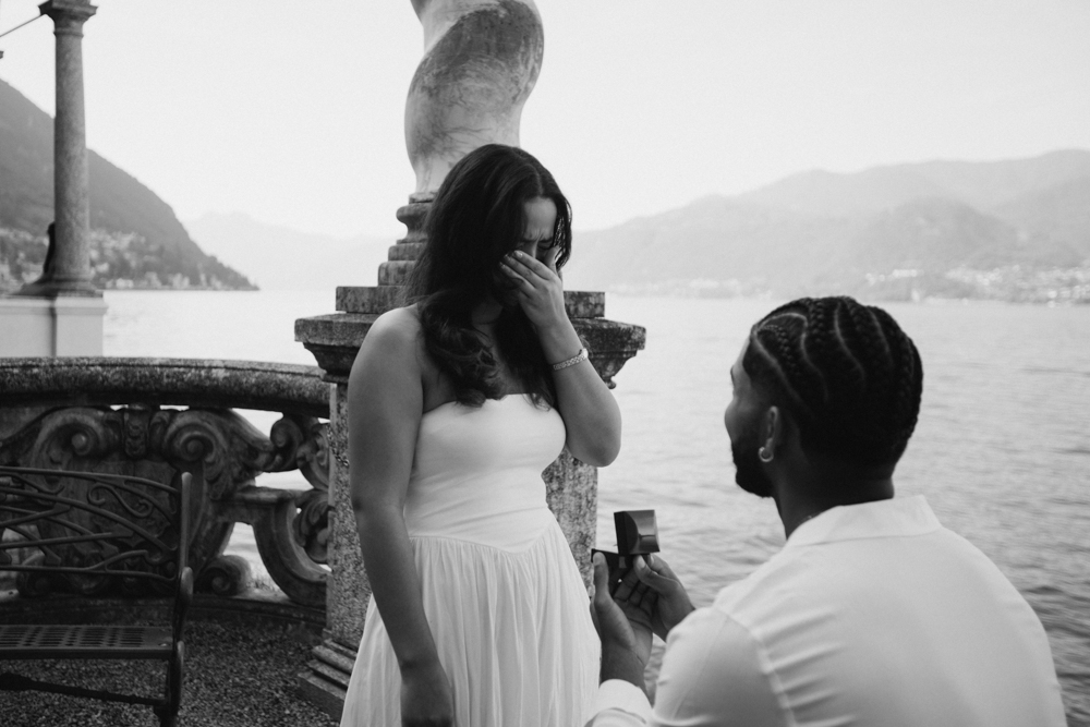 A magical engagement moment at a historic Italian villa